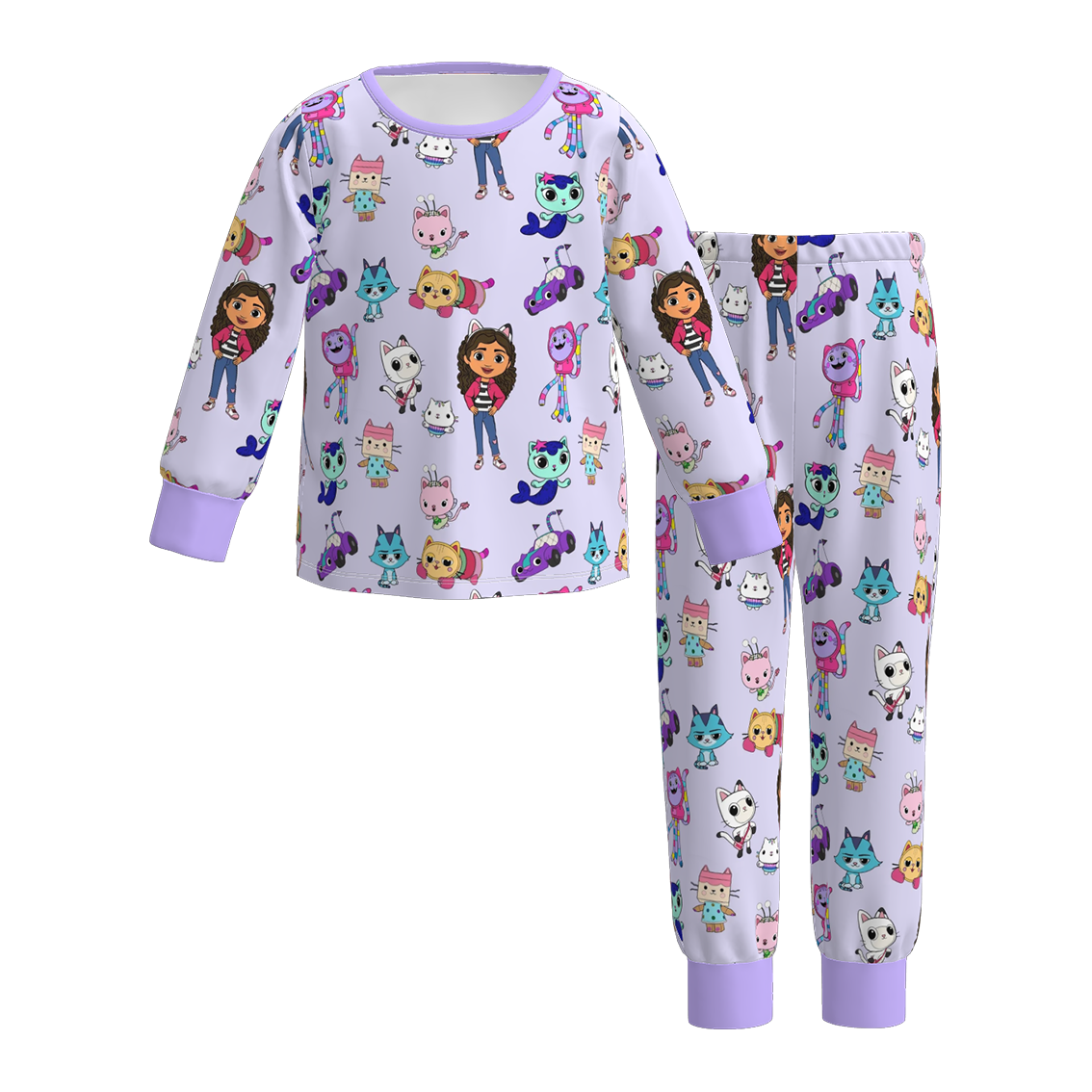 （Pre Order）Girls Spring&Summer Cartoon Print Pajamas