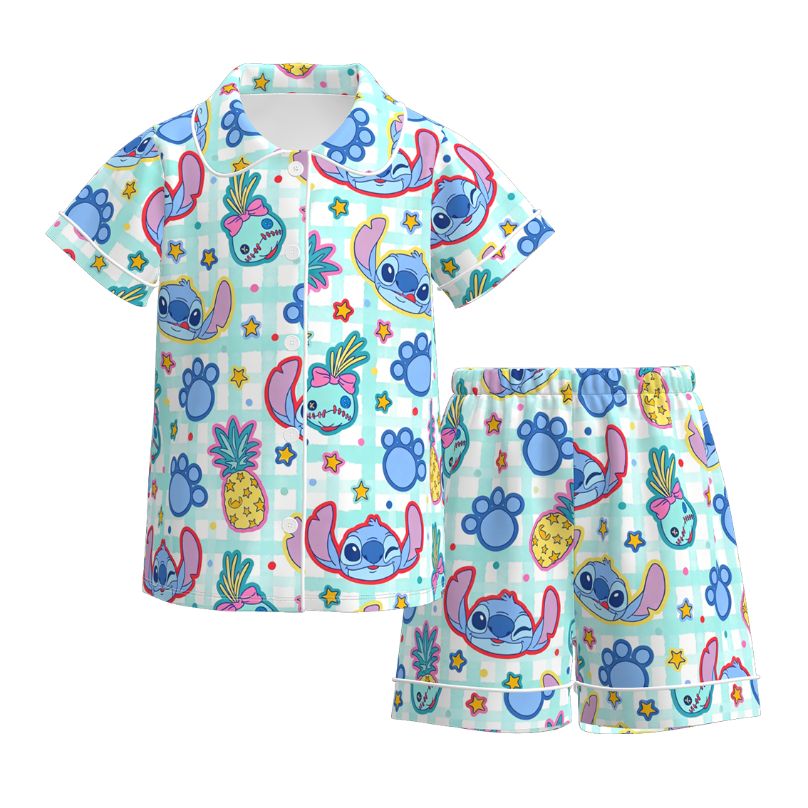（Pre Order）Girls Spring&Summer Cartoon Print Pajamas