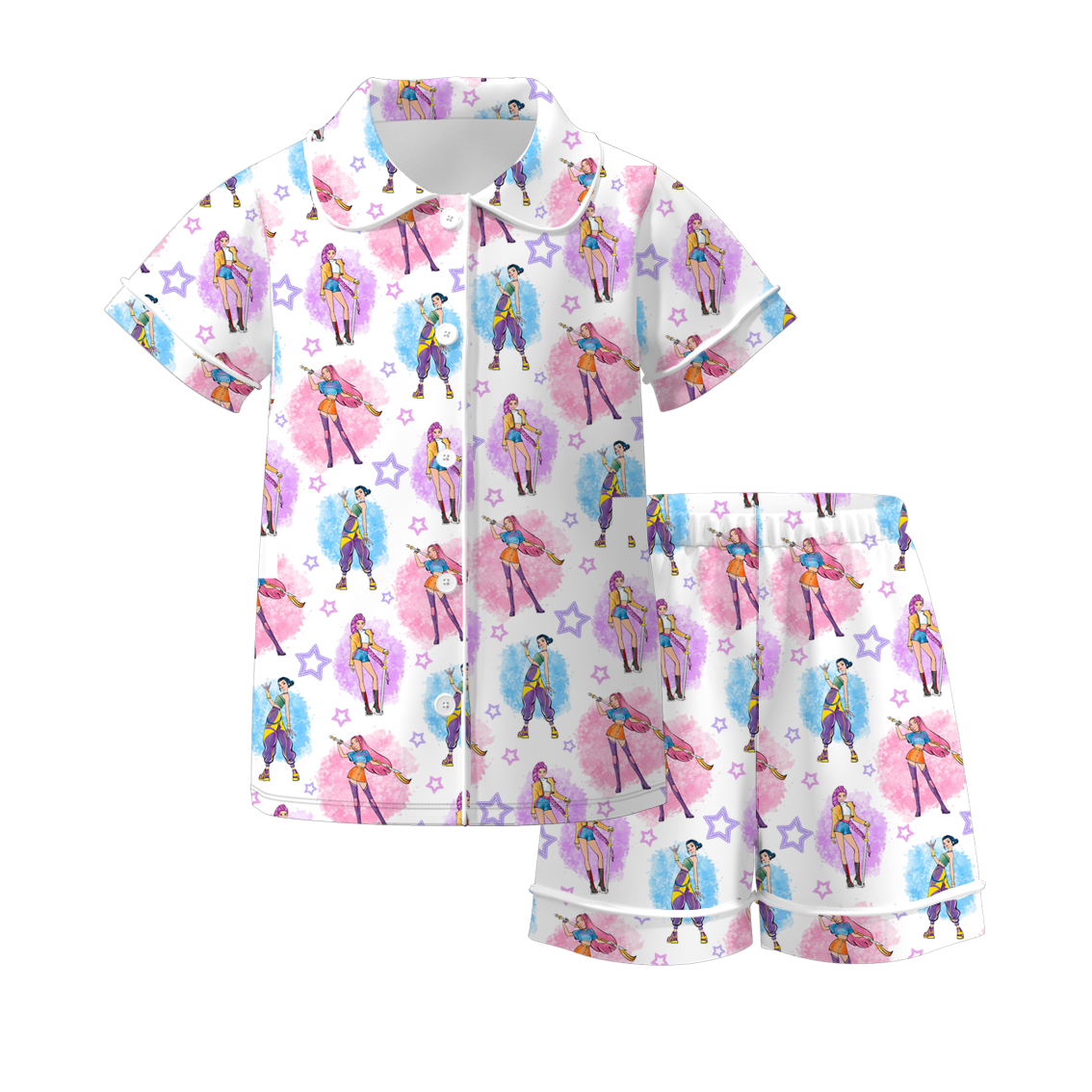 （Pre Order）Girls Spring&Summer Movie Character Print Pajamas
