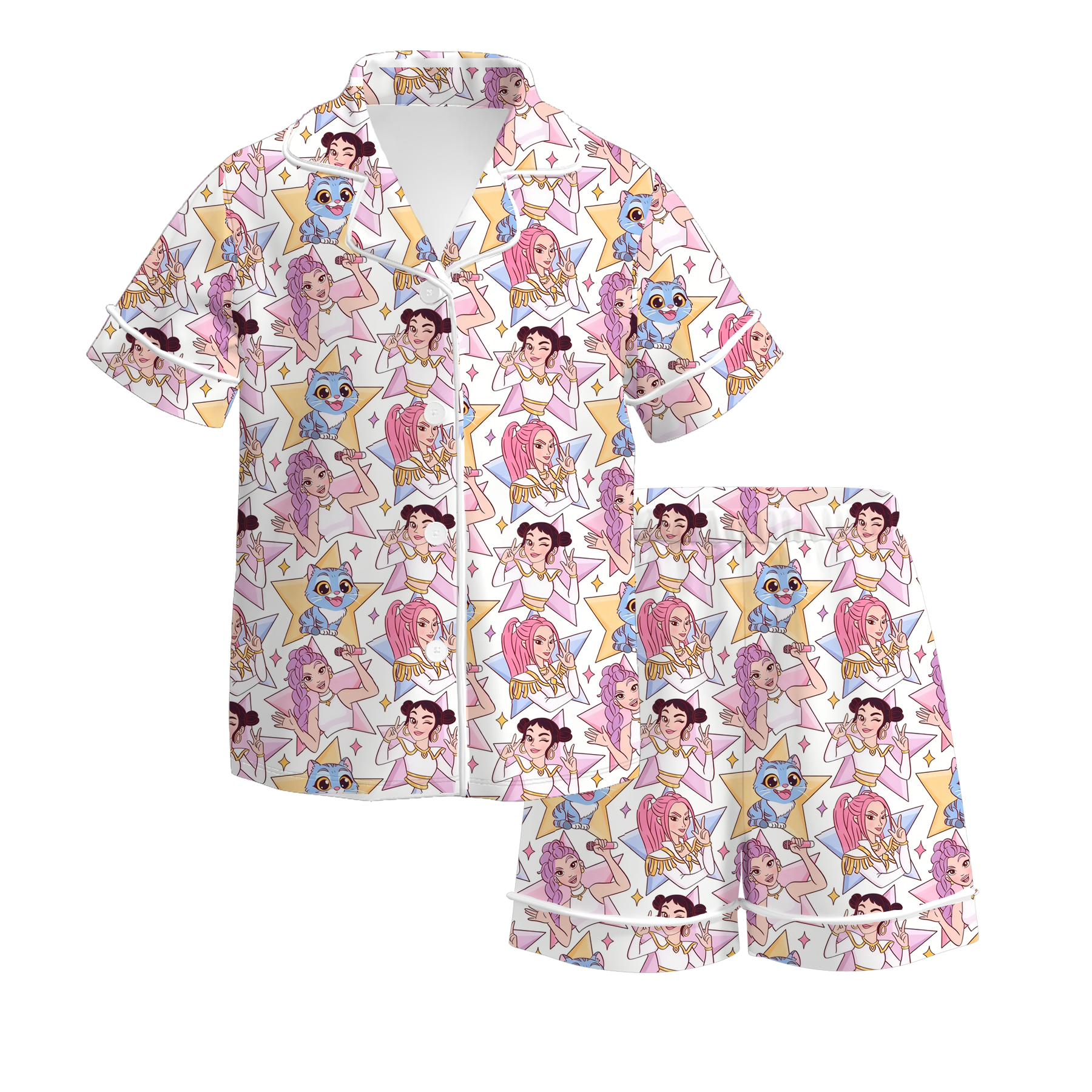 （Pre Order）Girls Spring&Summer Movie Character Print Pajamas