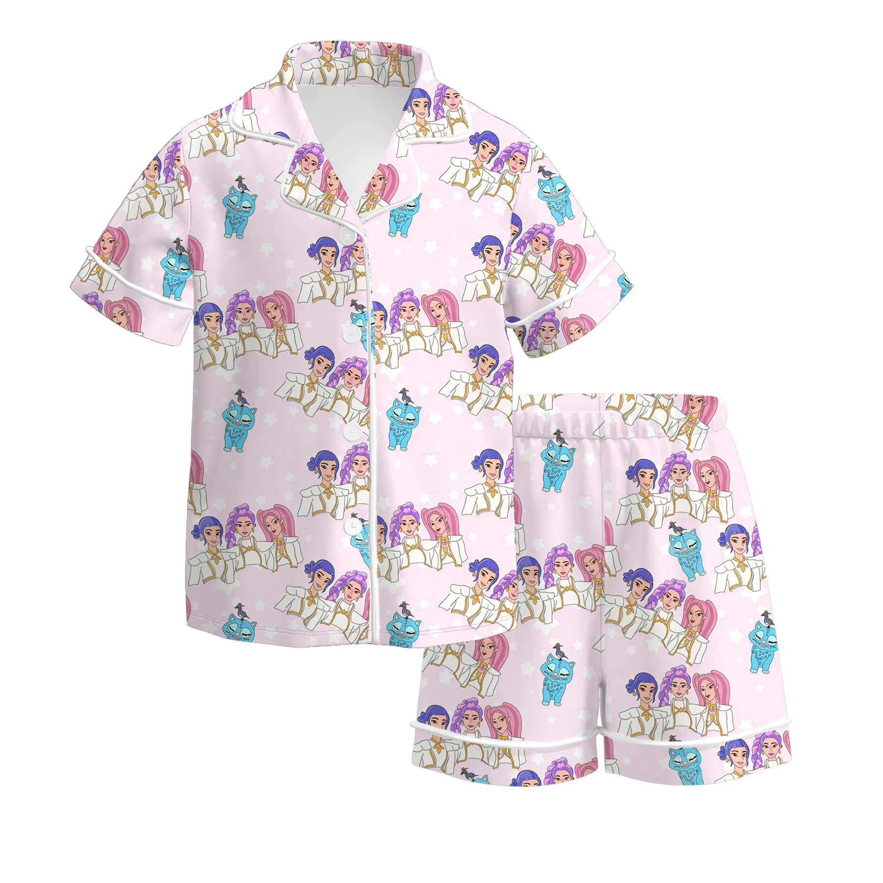 （Pre Order）Girls Spring&Summer Movie Character Print Pajamas