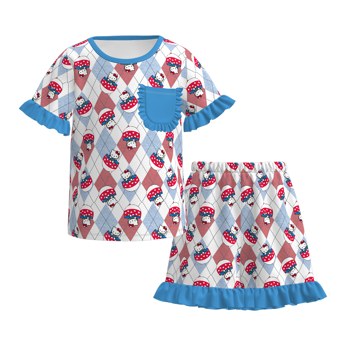 （Pre Order）Girls Spring&Summer Cartoon Print Pajamas