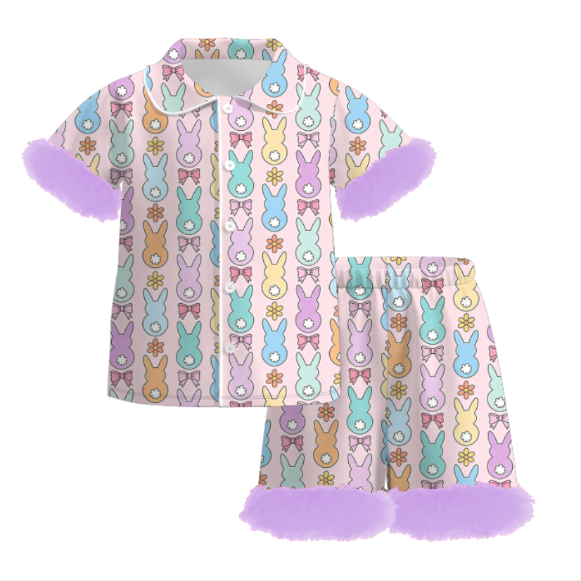 （Pre Order）Girls Easter Bunny Print Pajamas