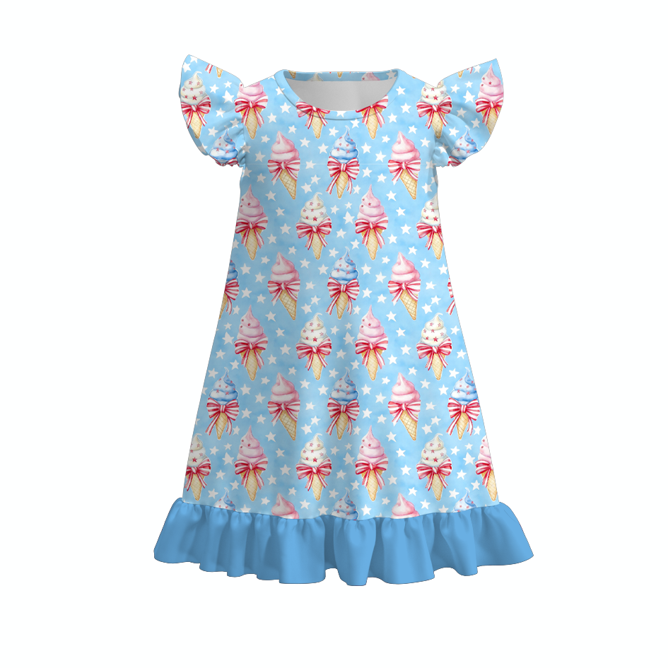 （Pre Order）Mommy and Me Patriotic Ice Cream Print Dress,Set&Pajamas
