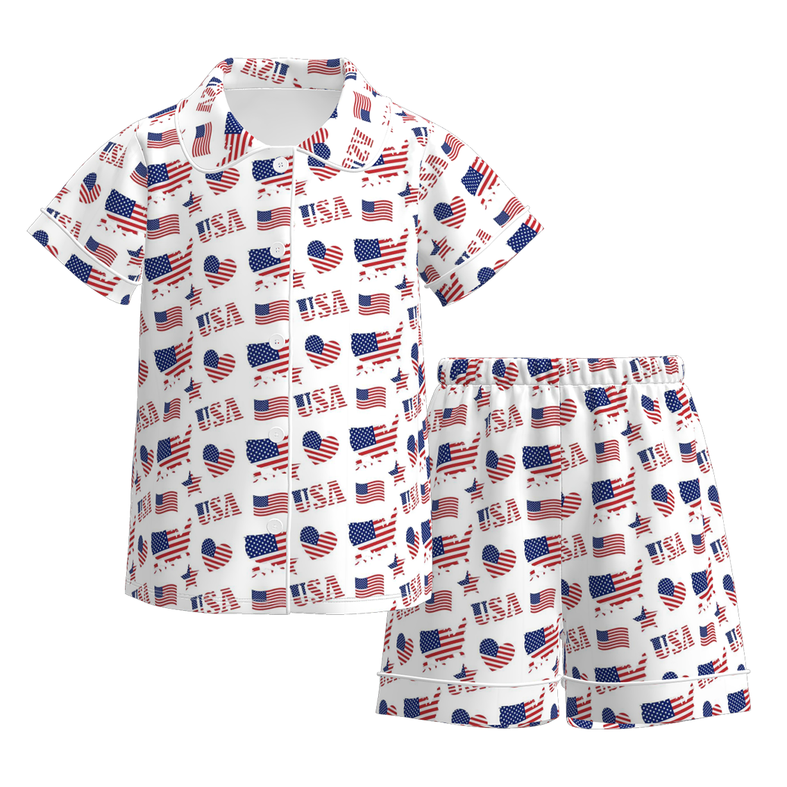 （Pre Order）Girls Patriotic Print Pajamas