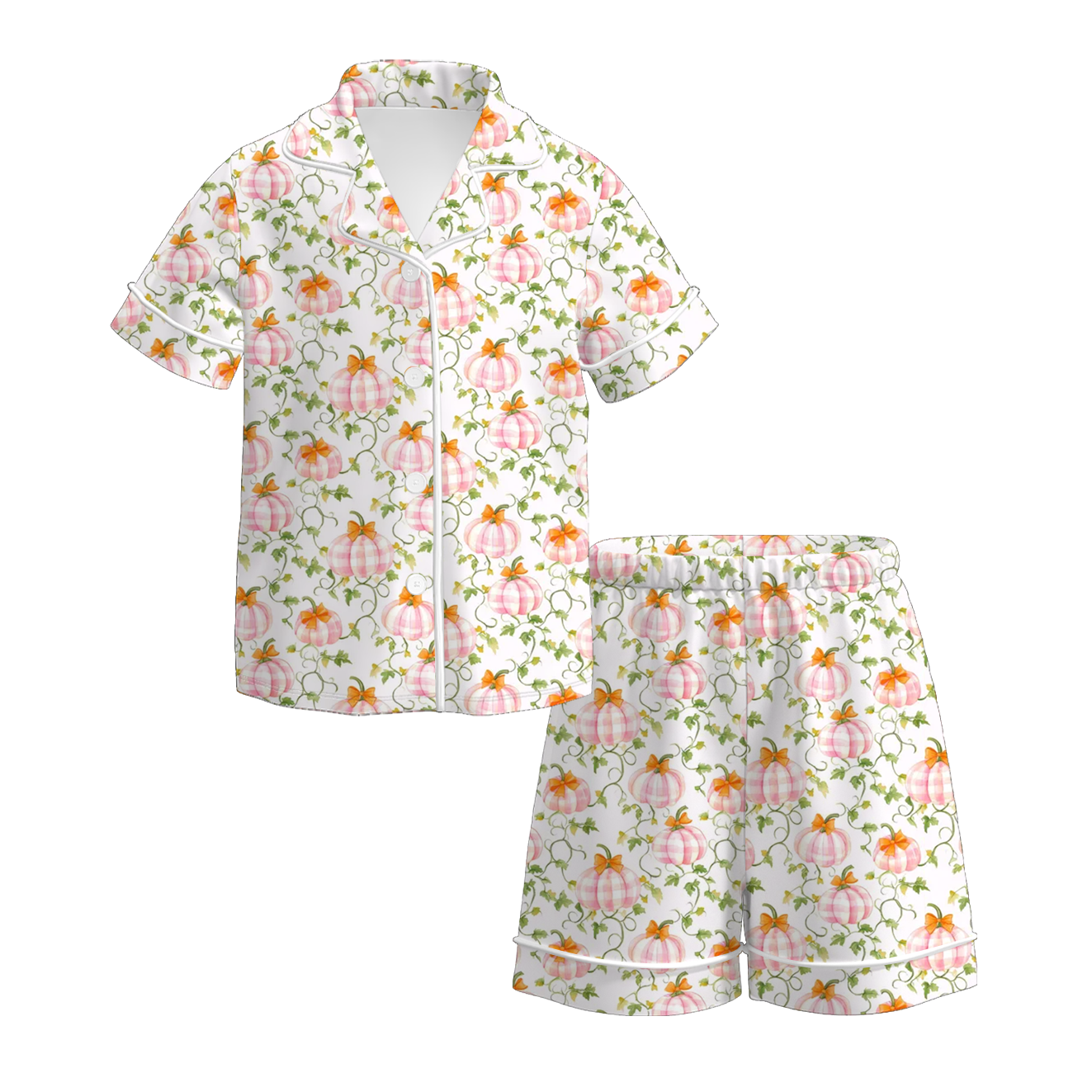 （Pre Order+Prepack Zone）Girls Halloween Pumpkin&Ghost Print Pajamas（Mix Size）