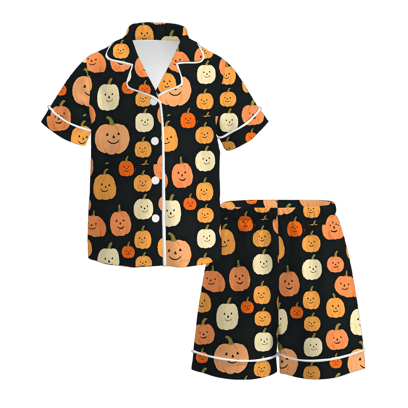 （Pre Order+Prepack Zone）Girls Halloween Pumpkin&Ghost Print Pajamas（Mix Size）