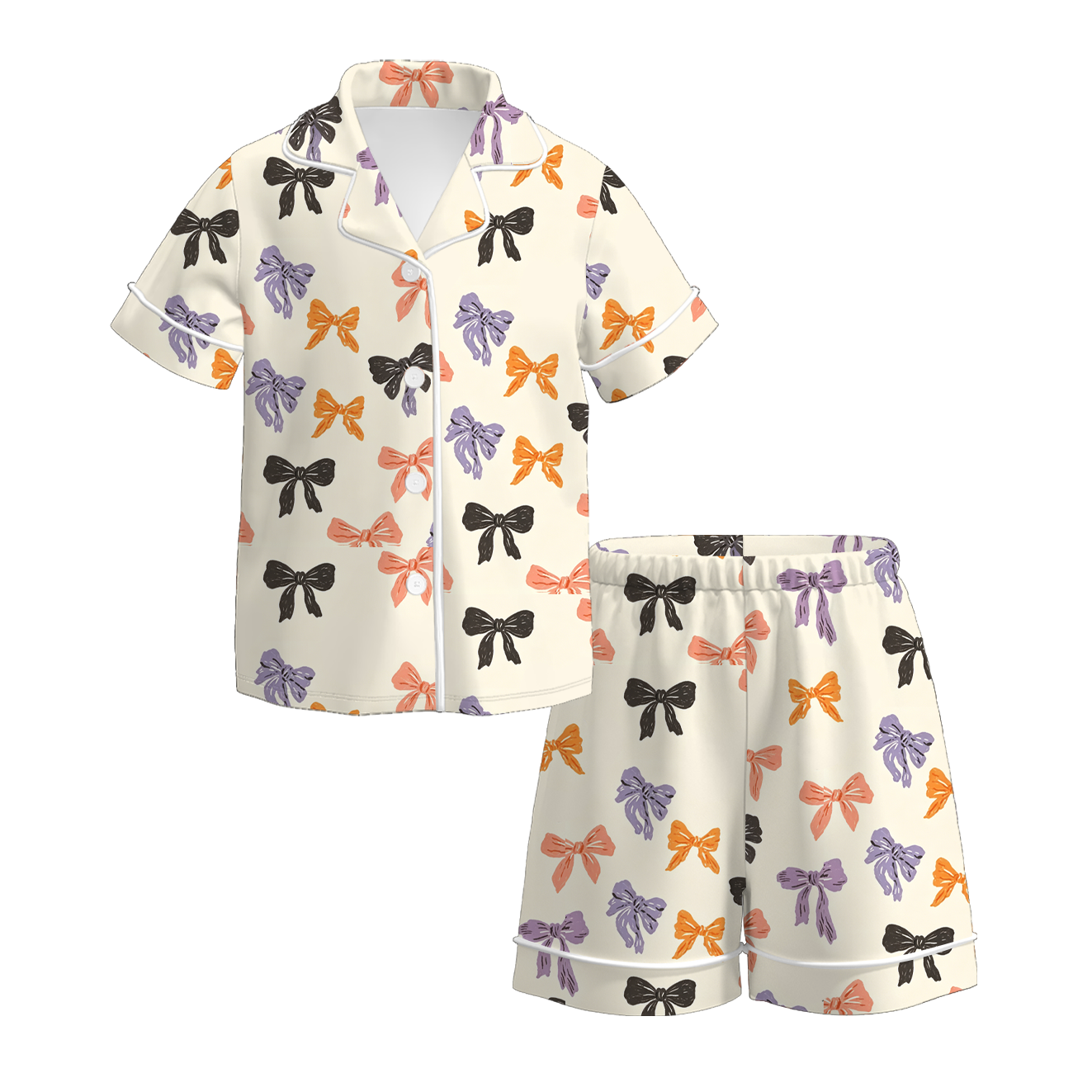 （Pre Order+Prepack Zone）Girls Halloween Pumpkin&Ghost Print Pajamas（Mix Size）