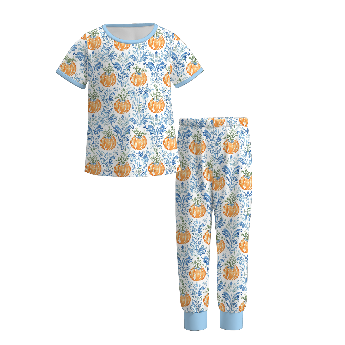 （Pre Order+Prepack Zone）Girls Fall Pumpkin Print Pajamas