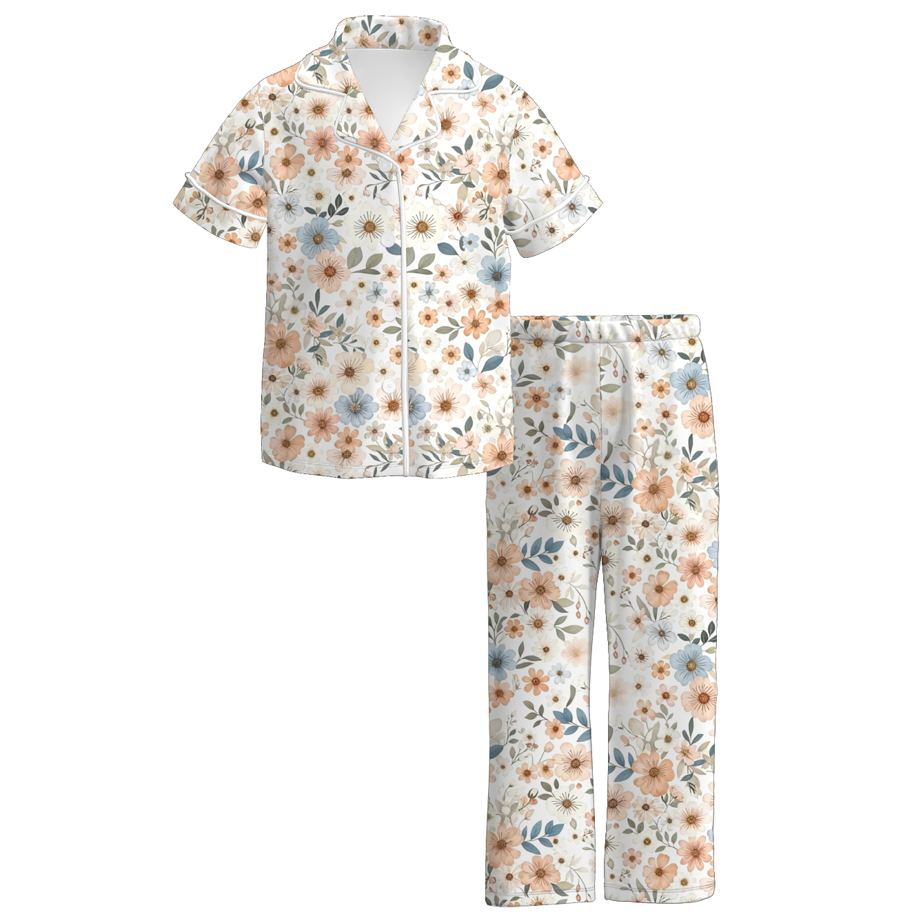 （Pre Order+Prepack Zone）Sisters Fall Coral Floral Print Dress,Set,Pants&Romper