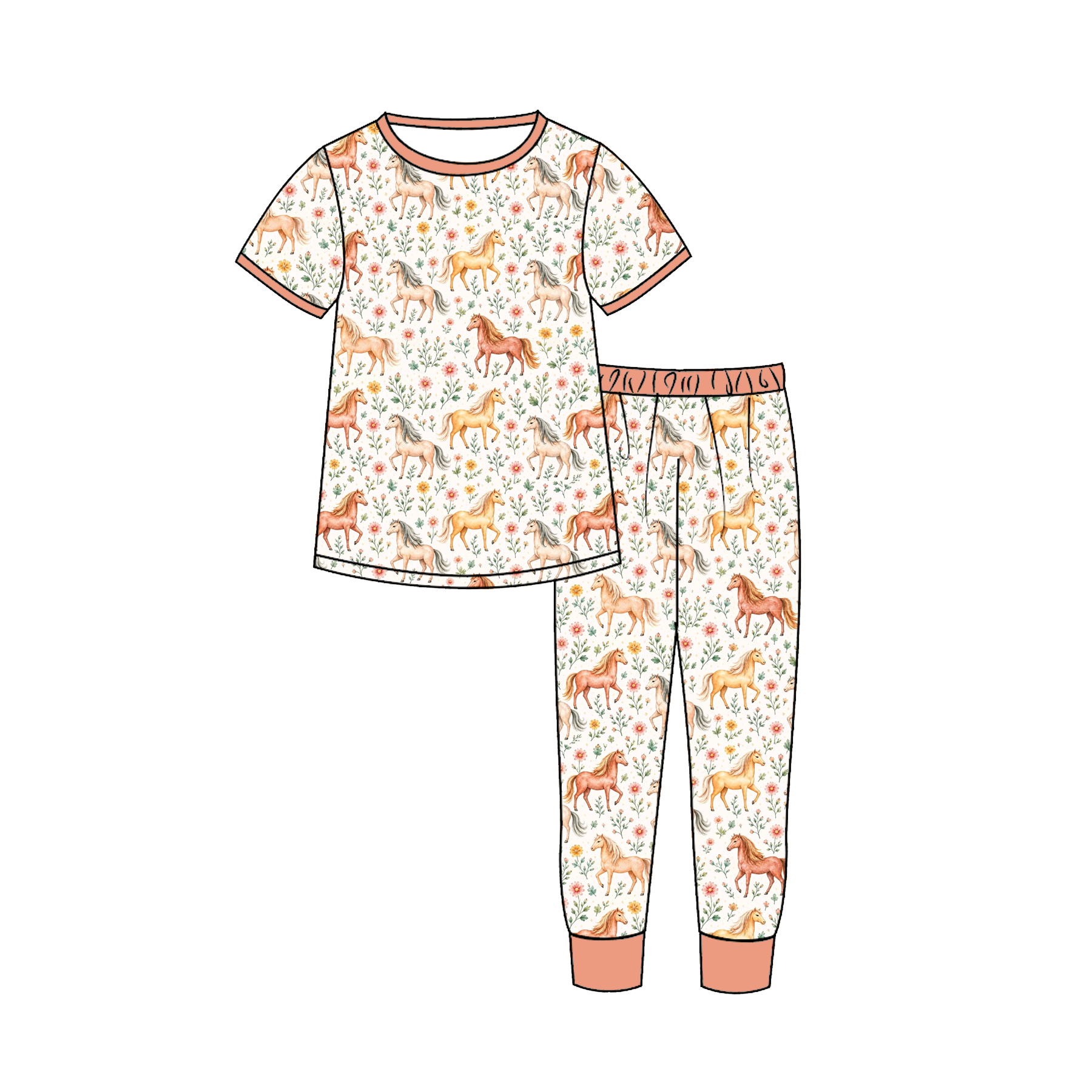 （Pre Order）Girls Fall Farm Print Dress&Pajamas