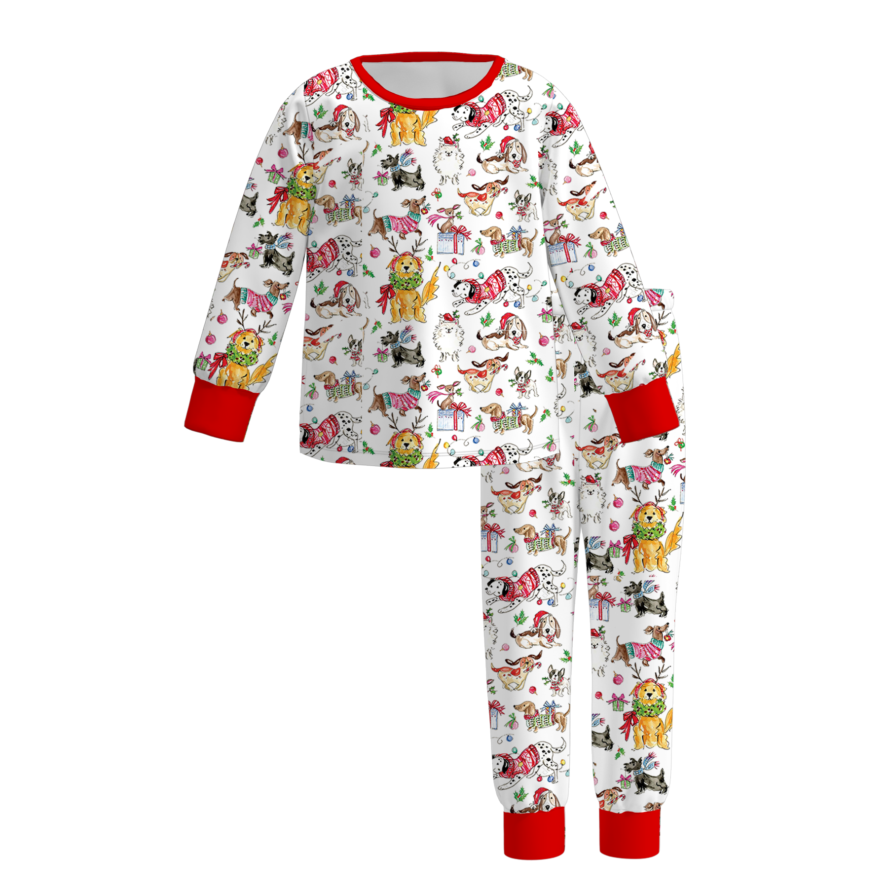 （Pre Order）Girls Christmas Print Dress&Pajamas
