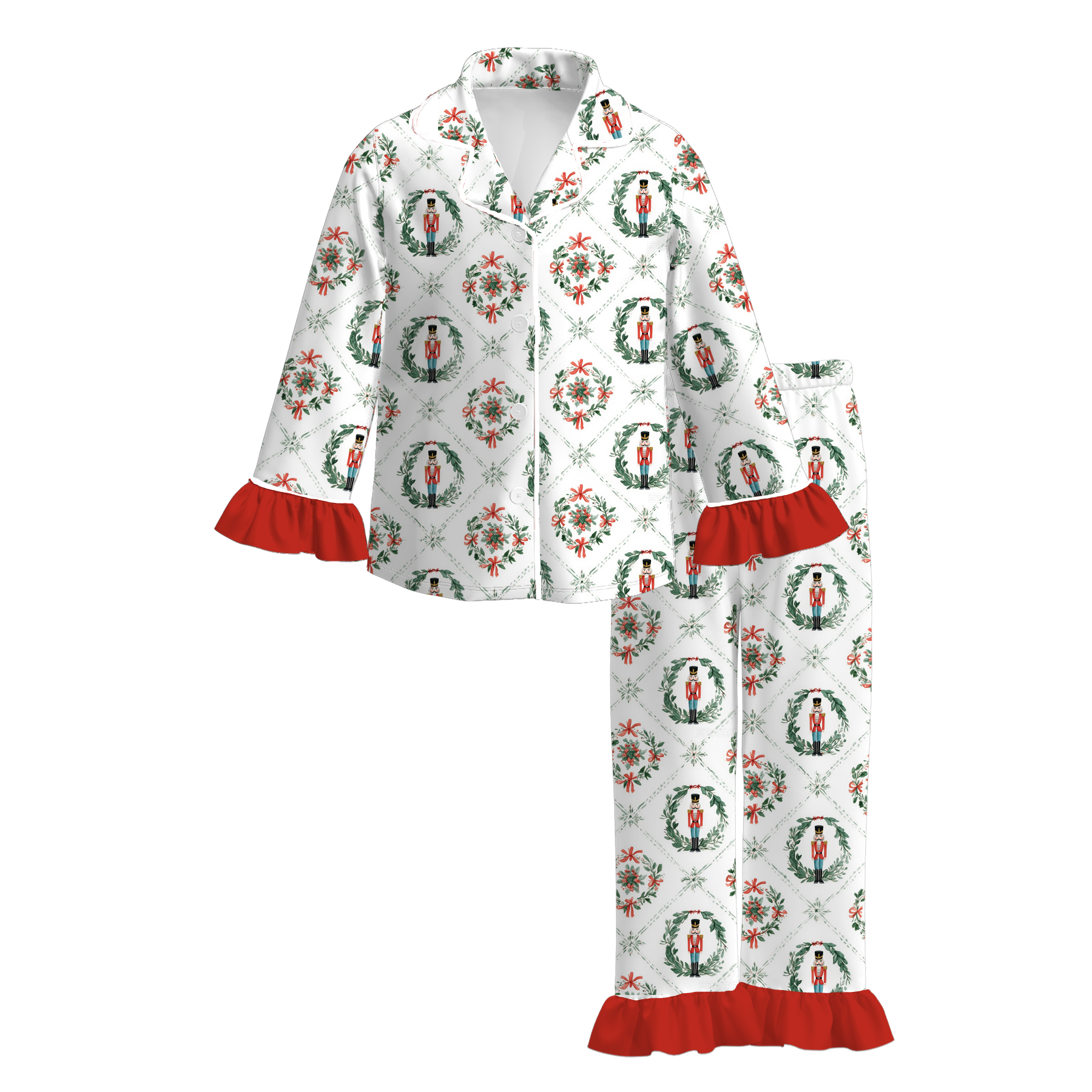 （Pre Order）Girls Christmas Print Dress&Pajamas