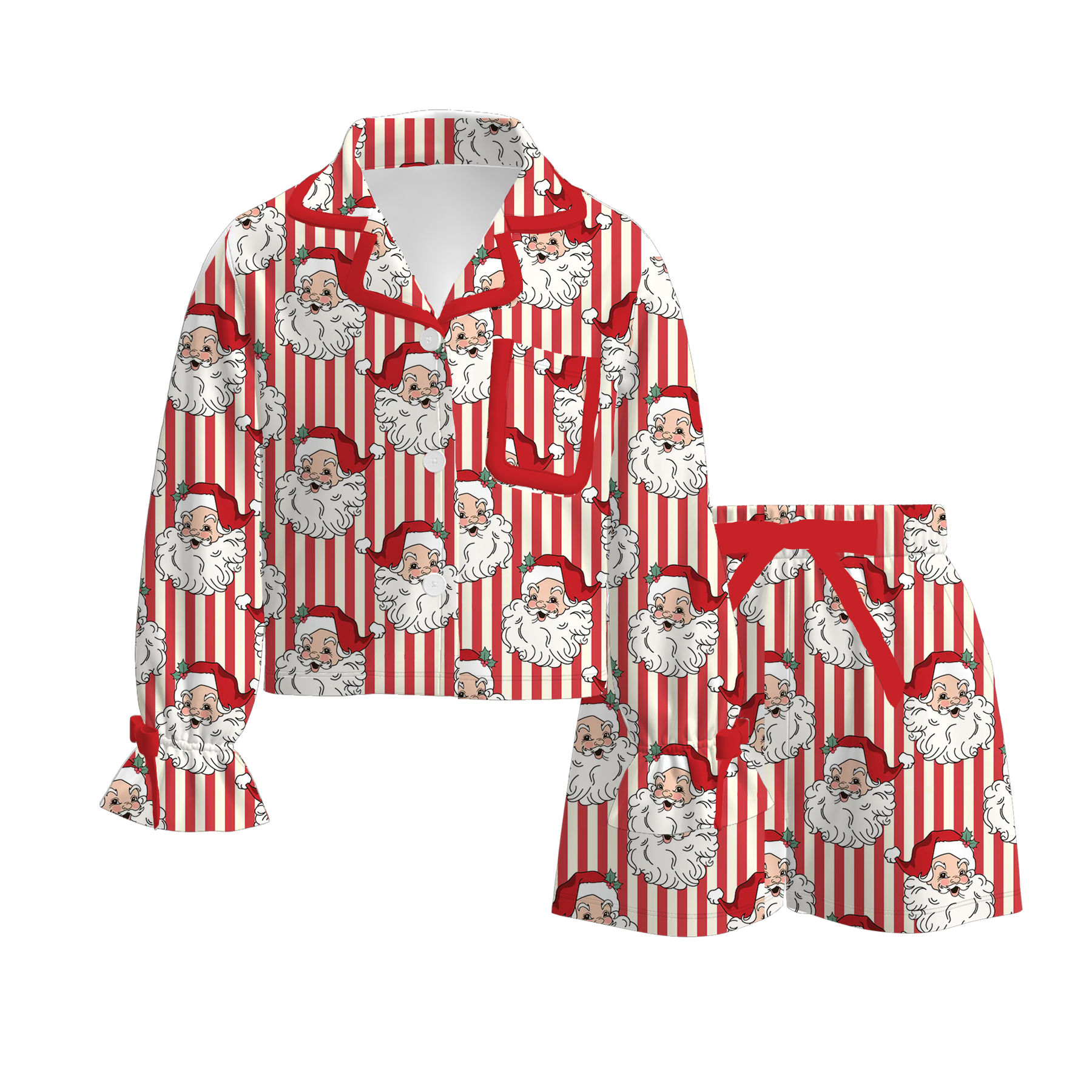 （Pre Order）Sisters Christmas Santa Claus Print Dress,Set&Romper