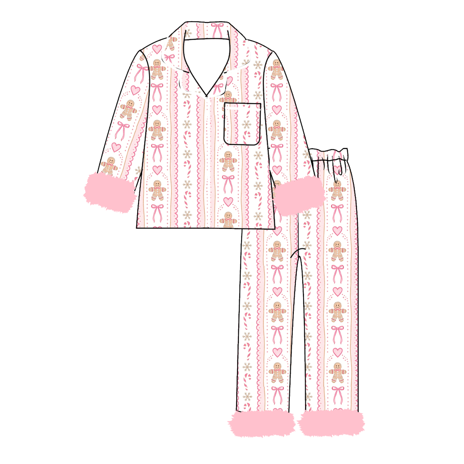 （Pre Order）Girls Christmas Print Pajamas
