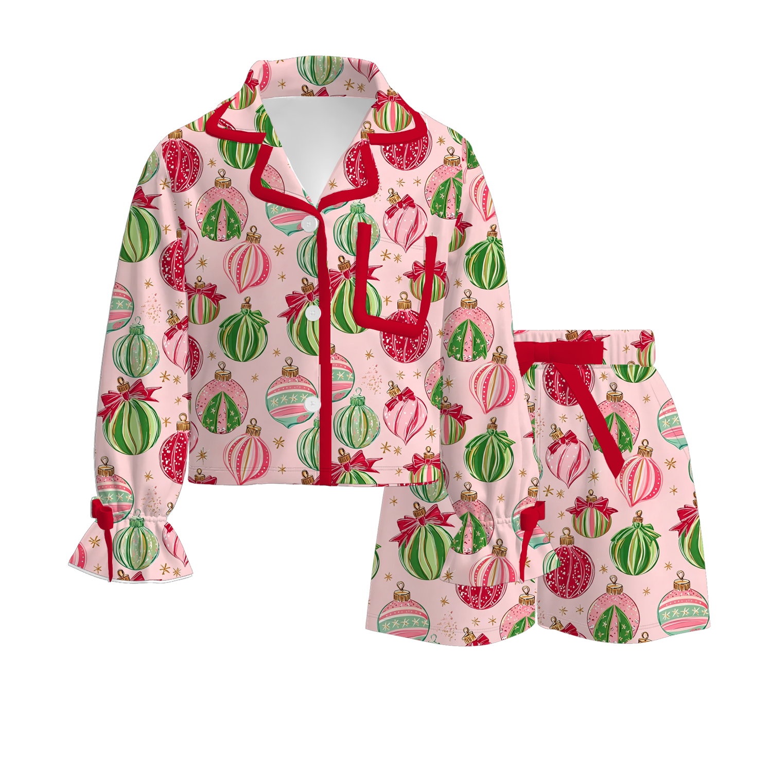 （Pre Order）Sisters Christmas Print Dress,Pajamas&Romper