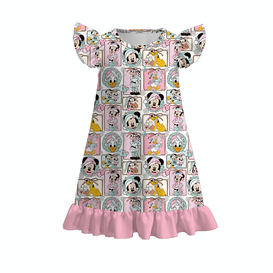 （Weekly Pre-Order）Girls Christmas Ruffle Pajamas Dress（Ends 9.13）
