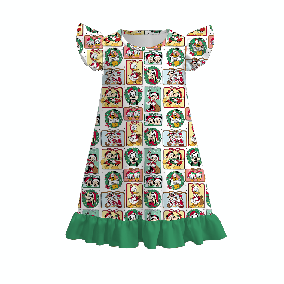 （Weekly Pre-Order）Girls Christmas Ruffle Pajamas Dress（Ends 9.13）