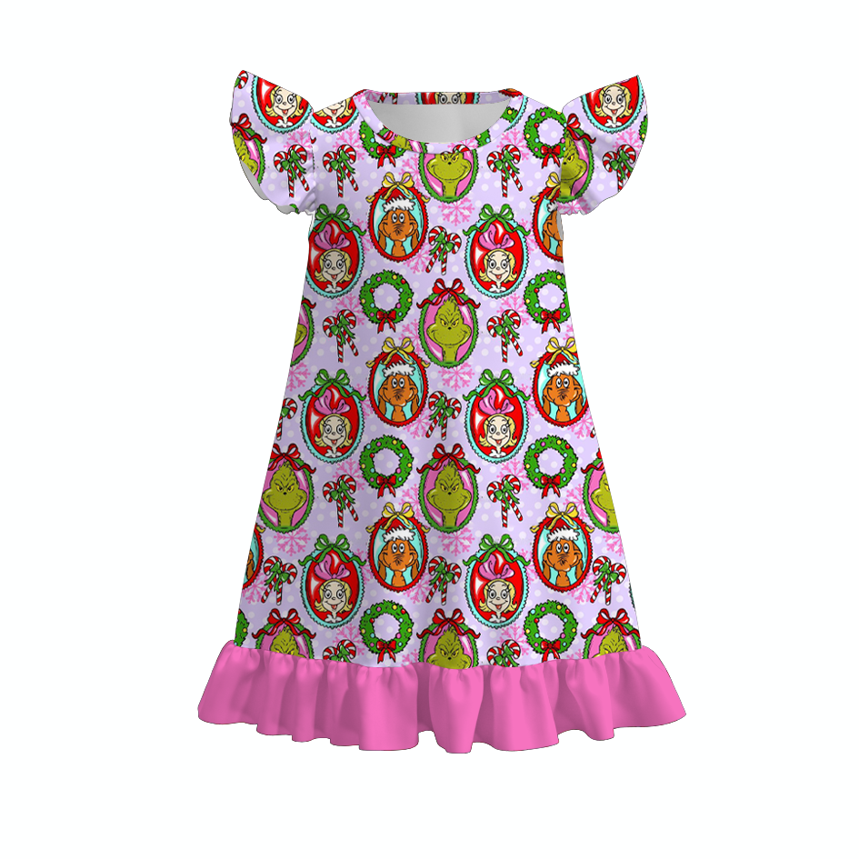 （Weekly Pre-Order）Girls Christmas Ruffle Pajamas Dress（Ends 9.13）