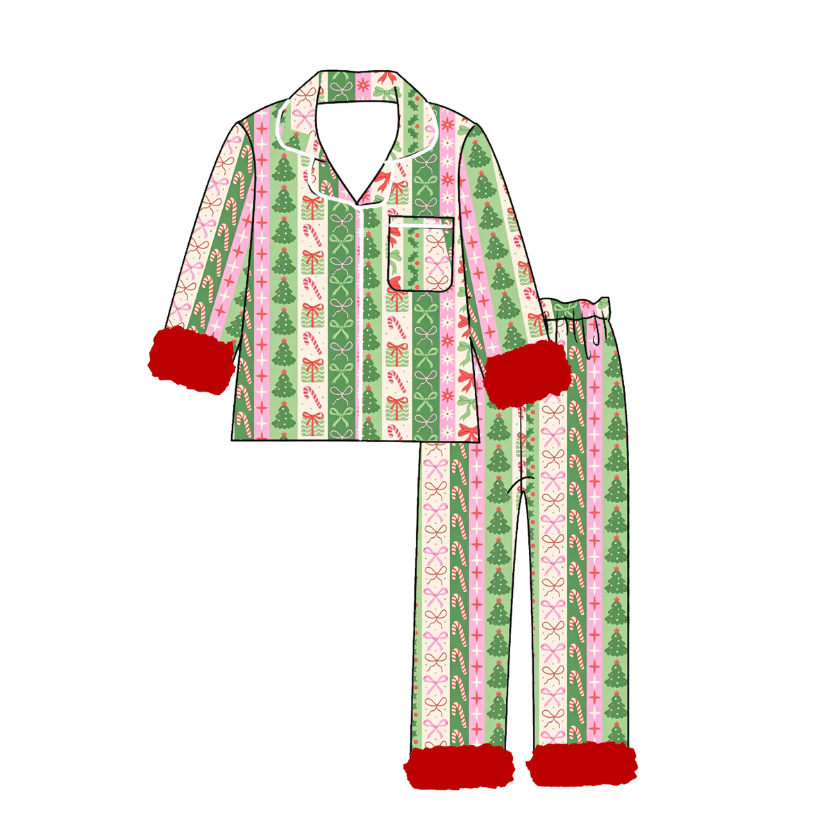 （Pre Order）Girls Christmas Print Pajamas