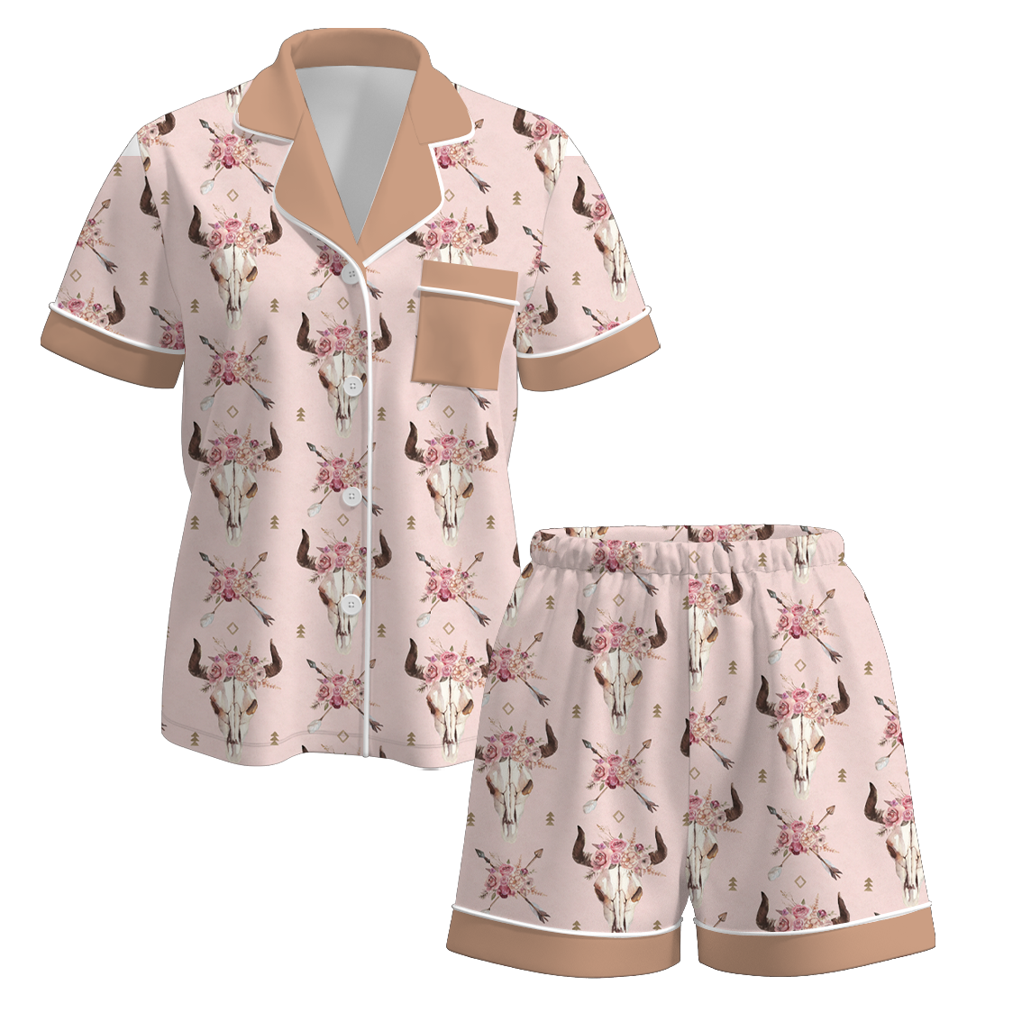 （Pre Order）Adults Spring and Summer Western Print Pajamas
