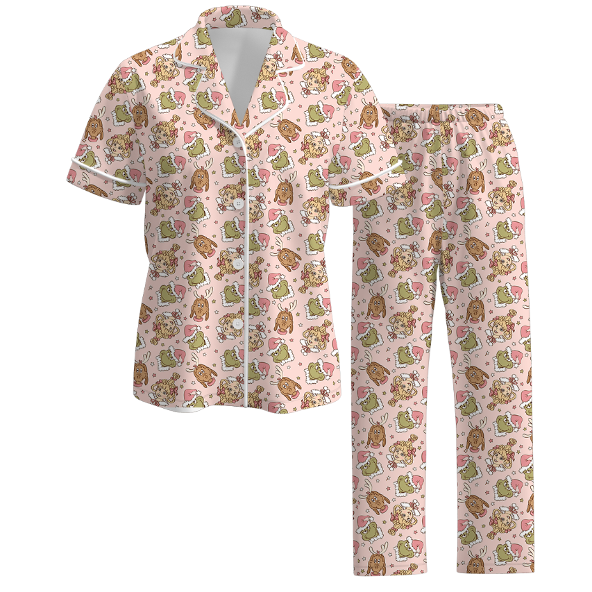 （Pre Order）Family Christmas Cartoon Print Dress,Set＆Pajamas