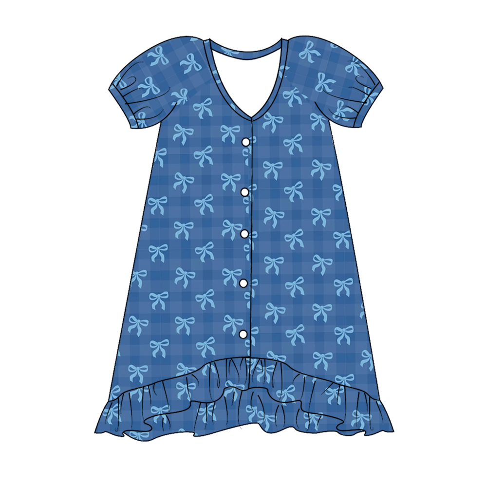 （Pre Order）Family Spring&Summer Bow Print Dress,Set&Top