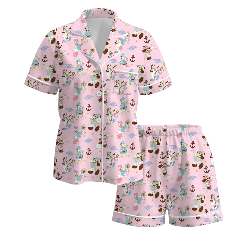 （Pre Order）Mommy and Me Spring&Summer Cartoon Print Pajamas