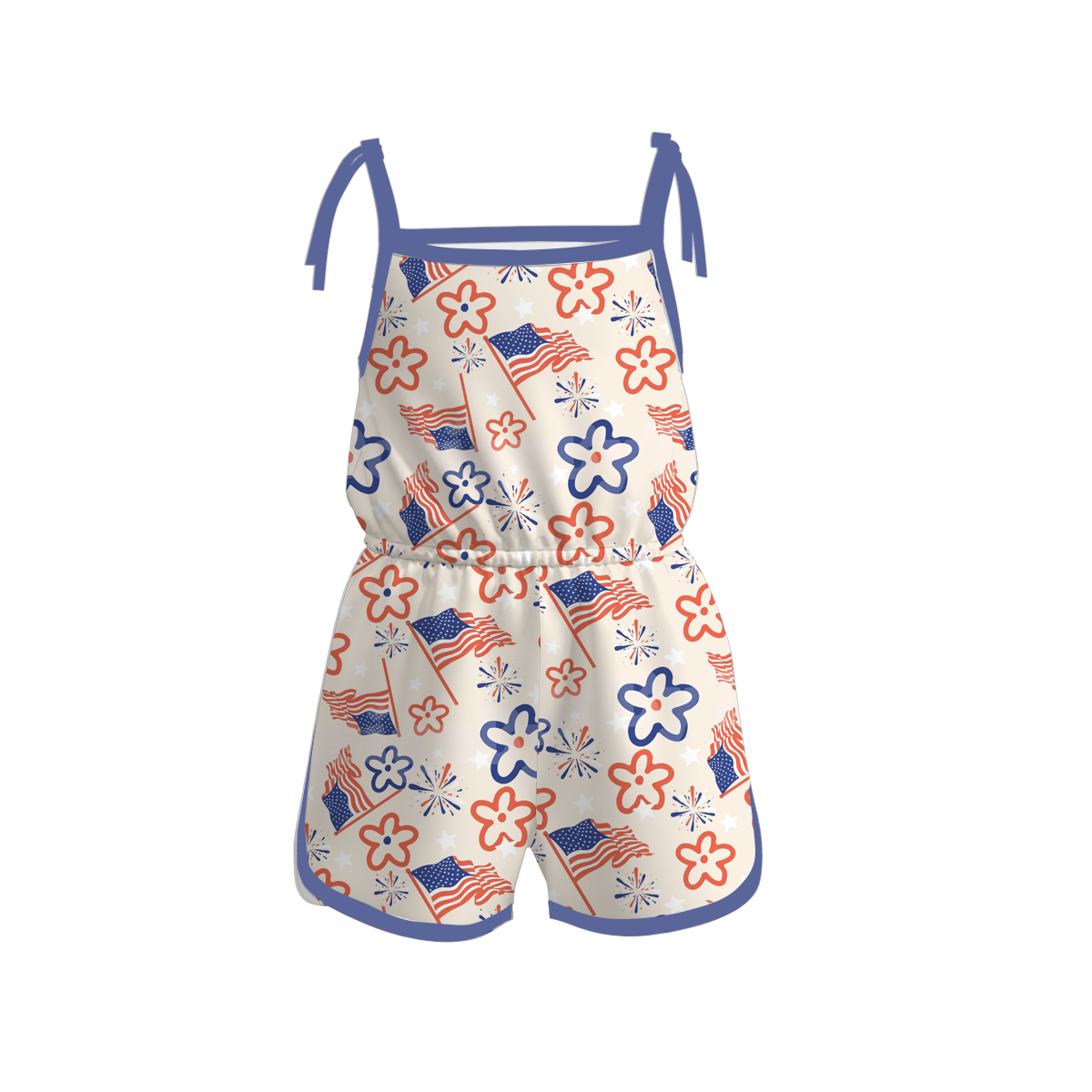 （Pre Order）Patriotic Print Strap Jumpsuit