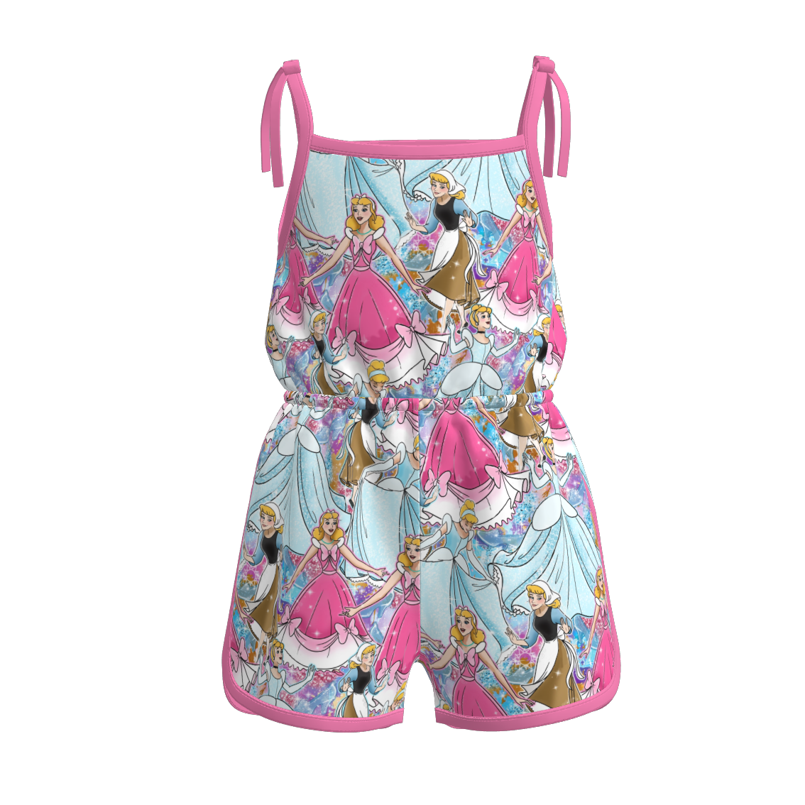 （Pre Order）Girls Spring and Summer Princess Print Jumpsuit
