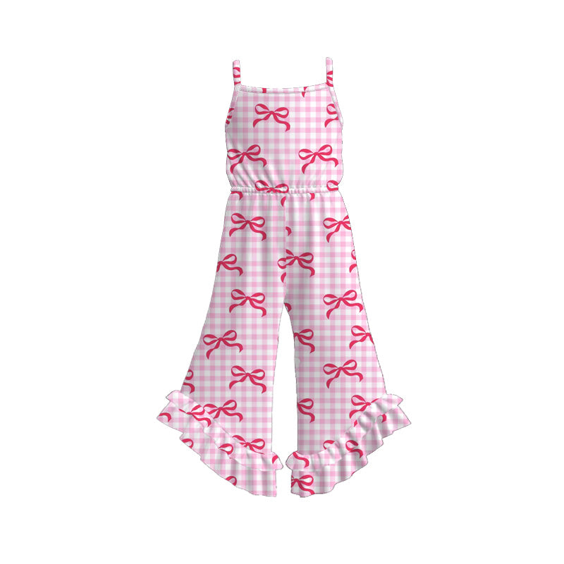 （Pre Order）Girls Spring and Summer Fruit＆Bow Print Jumpsuit