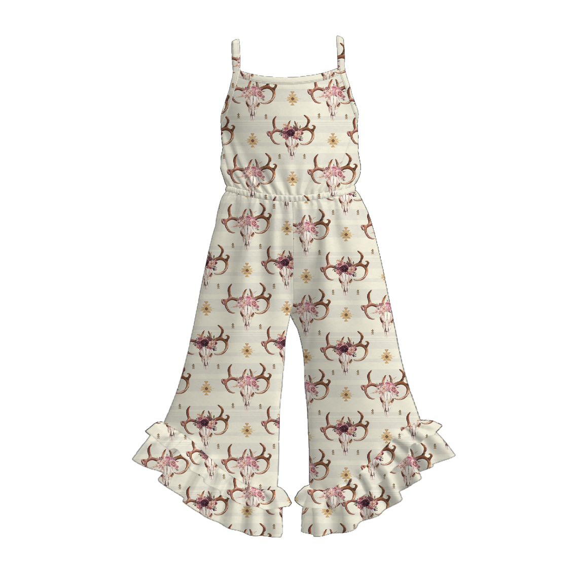 （Pre Order）Girls Spring and Summer Western Girl Print Jumpsuit
