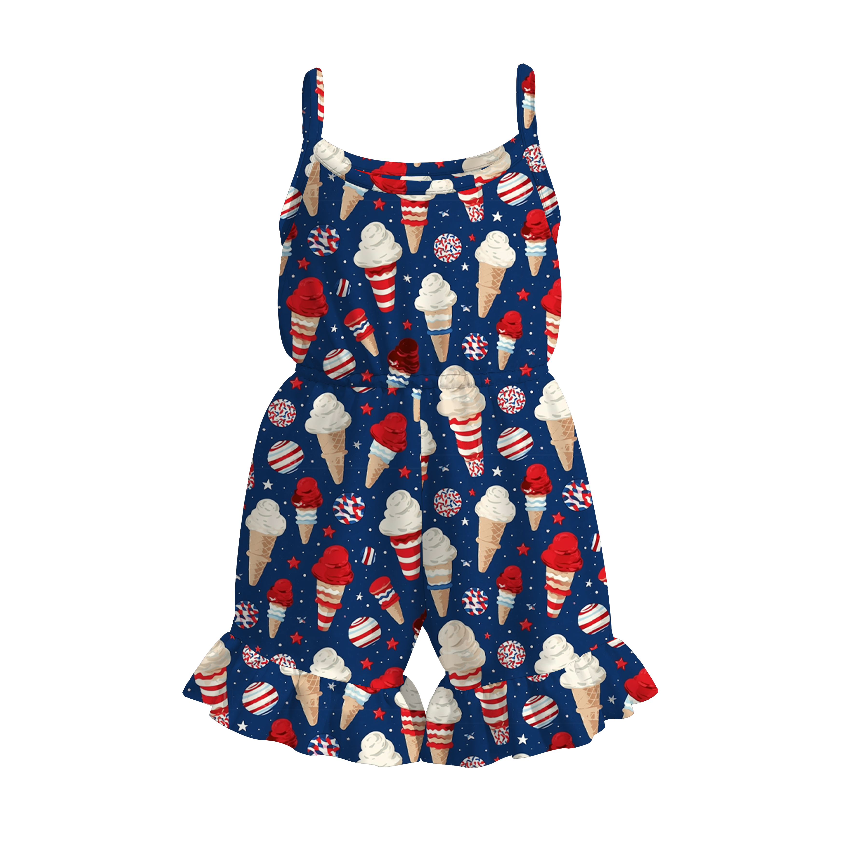 （Pre Order）Girls Patriotic Print Jumpsuit