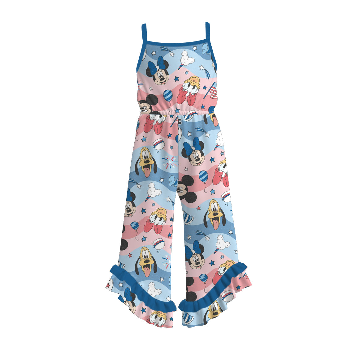 （Pre Order）Girls Patriotic Print Jumpsuit