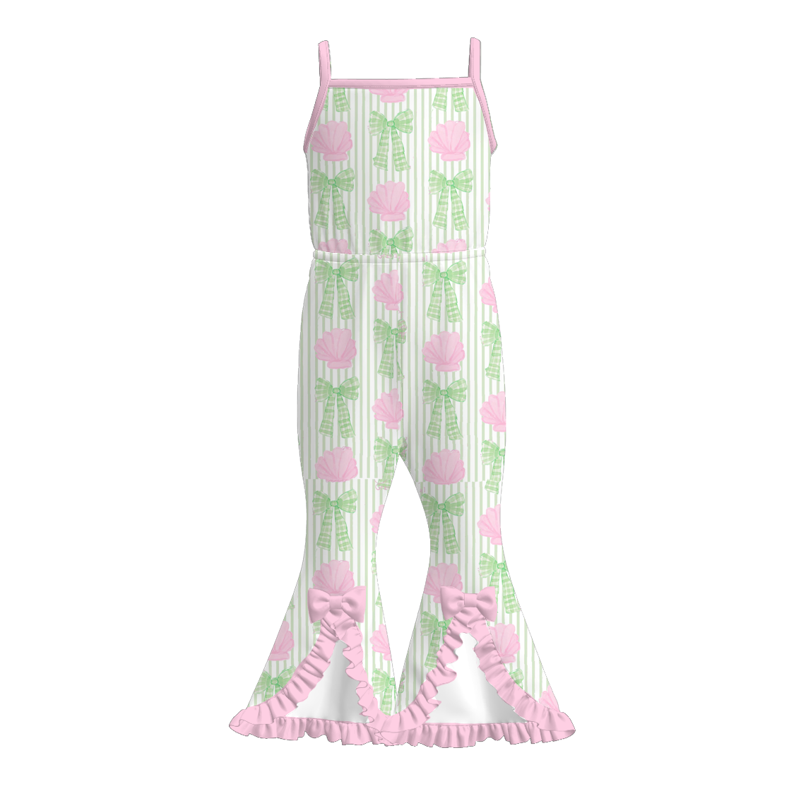 （Pre Order）Girls Spring and Summer Dino＆Floral Print Jumpsuit