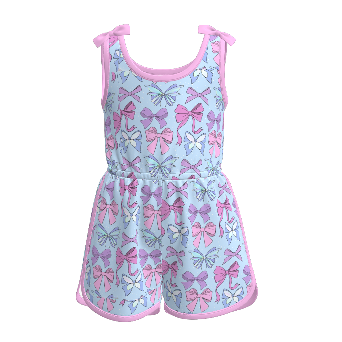 （Pre Order）Girls Spring and Summer Bow Print Dress,Set,Jumpsuit＆Romper
