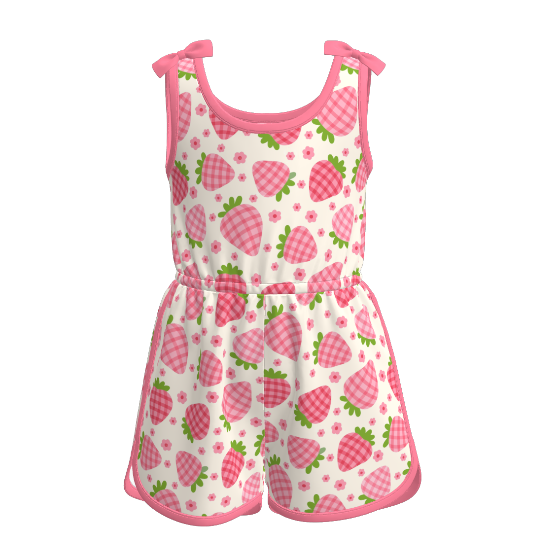 （Pre Order）Girls Spring and Summer Strawberry Print Dress,Set,Jumpsuit＆Romper
