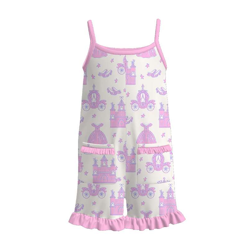 （Pre Order）Girls Spring and Summer Princess Print Dress,Set＆Jumpsuit
