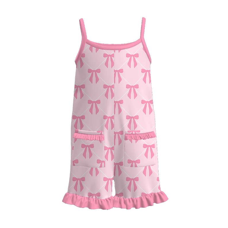 （Pre Order）Girls Spring and Summer Bow Print Dress,Set＆Jumpsuit