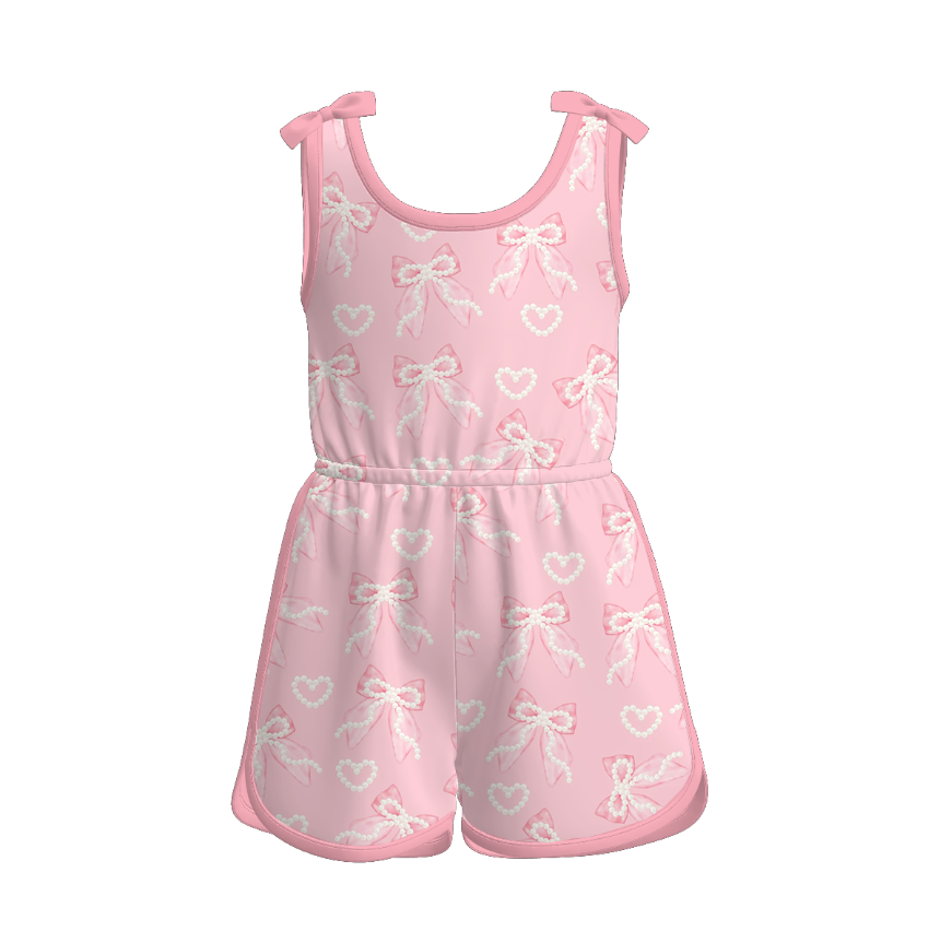 （Pre Order）Girls Spring and Summer Bow Print Dress,Set＆Jumpsuit
