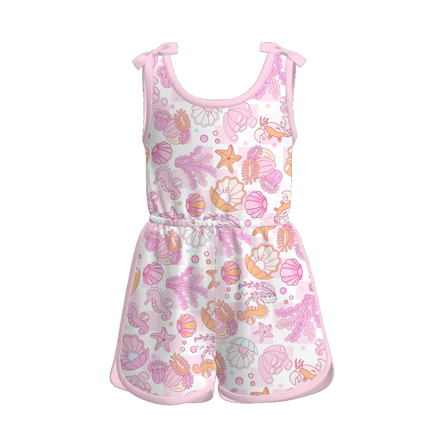 （Pre Order）Girls Spring and Summer Sea Shell Print Dress,Set＆Jumpsuit