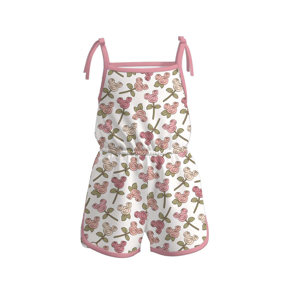 （Pre Order）Girls Spring and Summer Fish＆Floral Print Jumpsuit