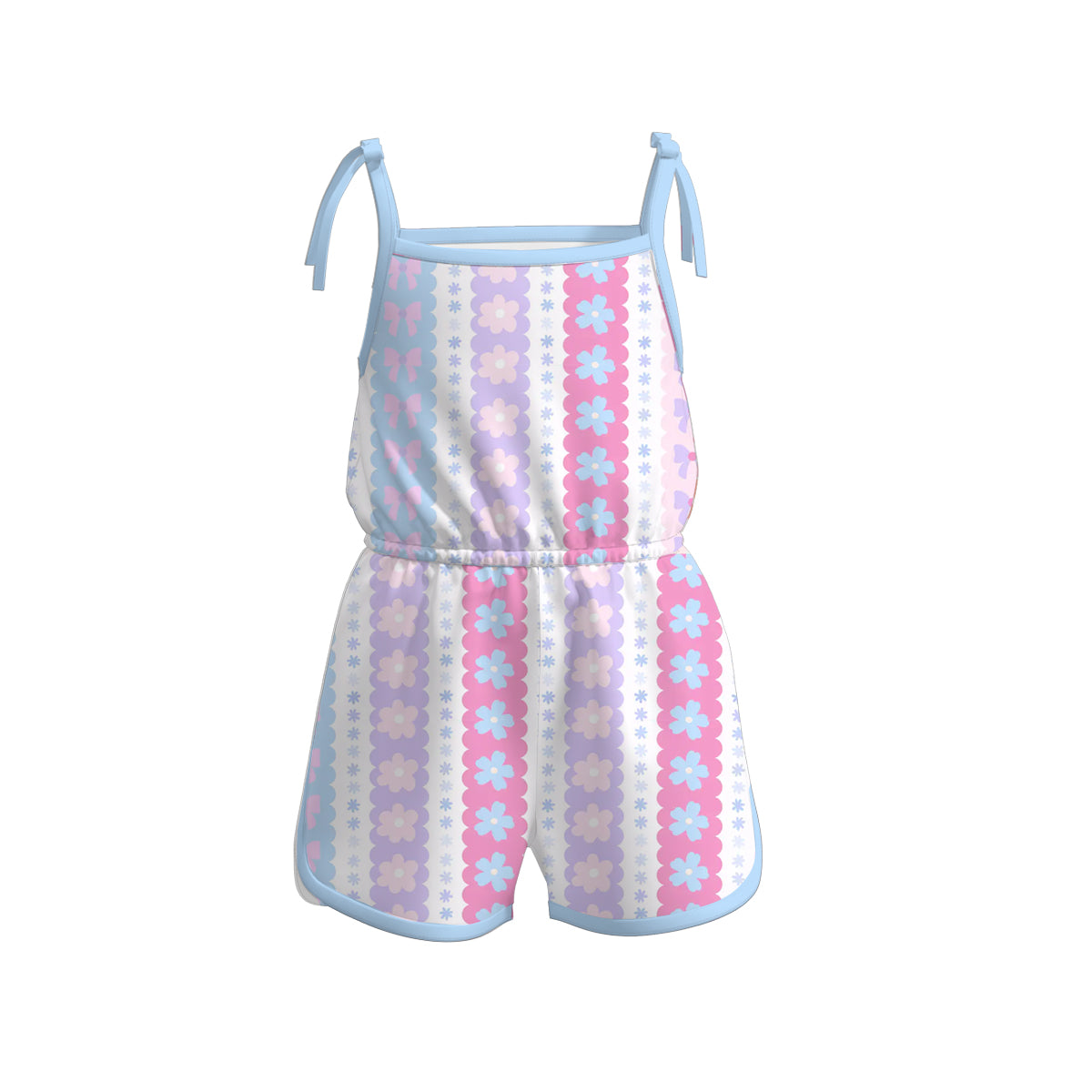 （Pre Order）Girls Spring and Summer Duck＆Floral Print Jumpsuit