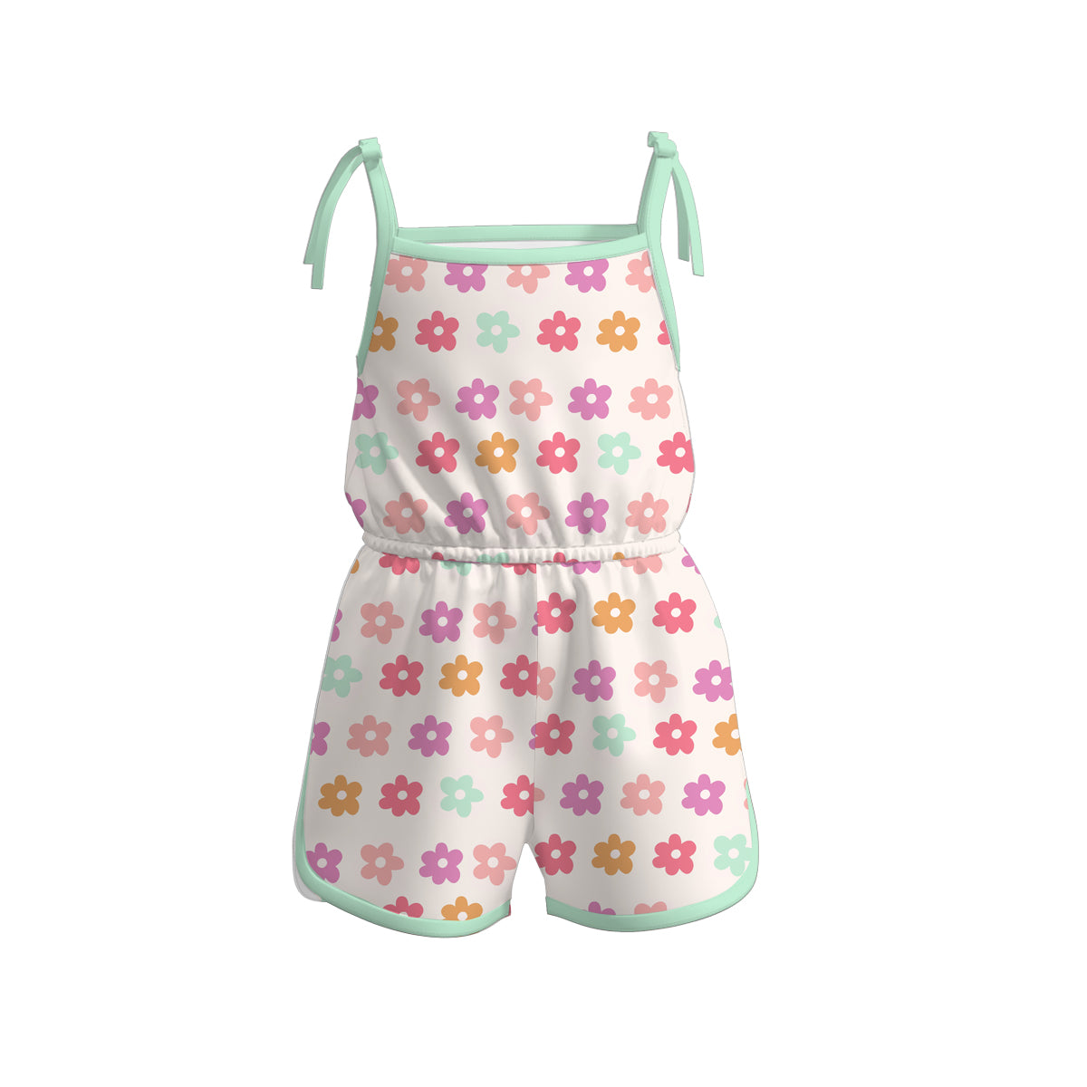 （Pre Order）Girls Spring and Summer Duck＆Floral Print Jumpsuit