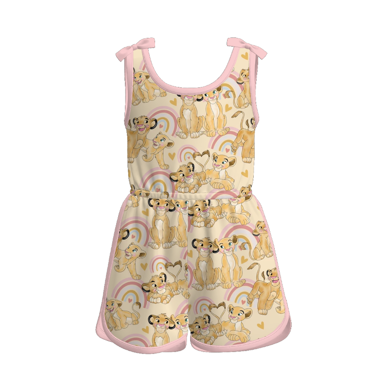 （Pre Order）Girls Spring and Summer Cartoon＆Princess Print Jumpsuit