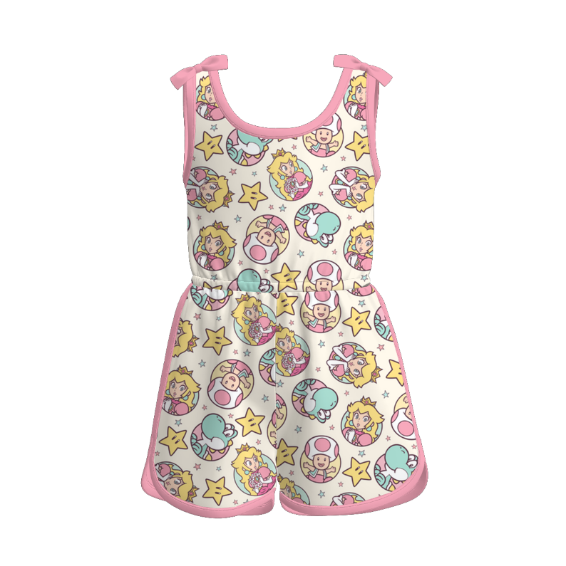 （Pre Order）Girls Spring and Summer Cartoon＆Princess Print Jumpsuit