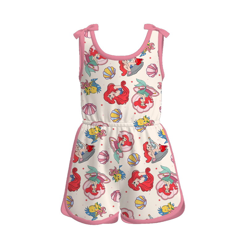 （Pre Order）Girls Spring and Summer Cartoon＆Princess Print Jumpsuit