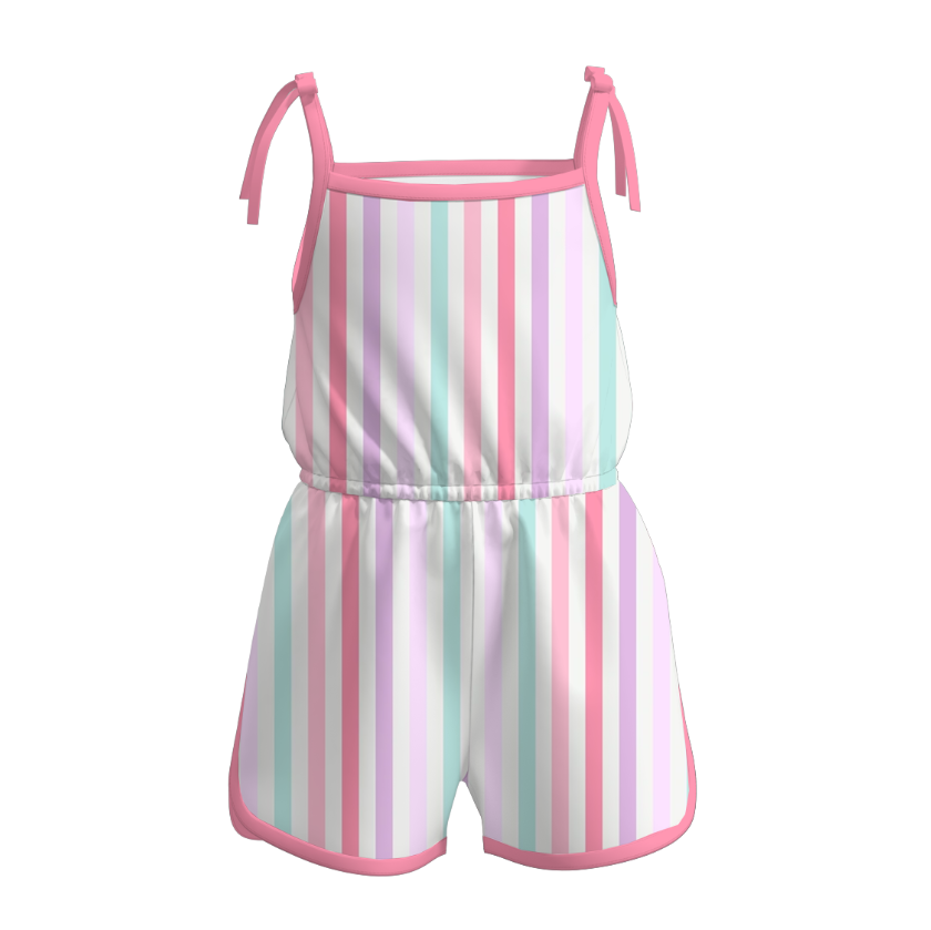 （Pre Order）Girls Spring and Summer Bow Print Jumpsuit