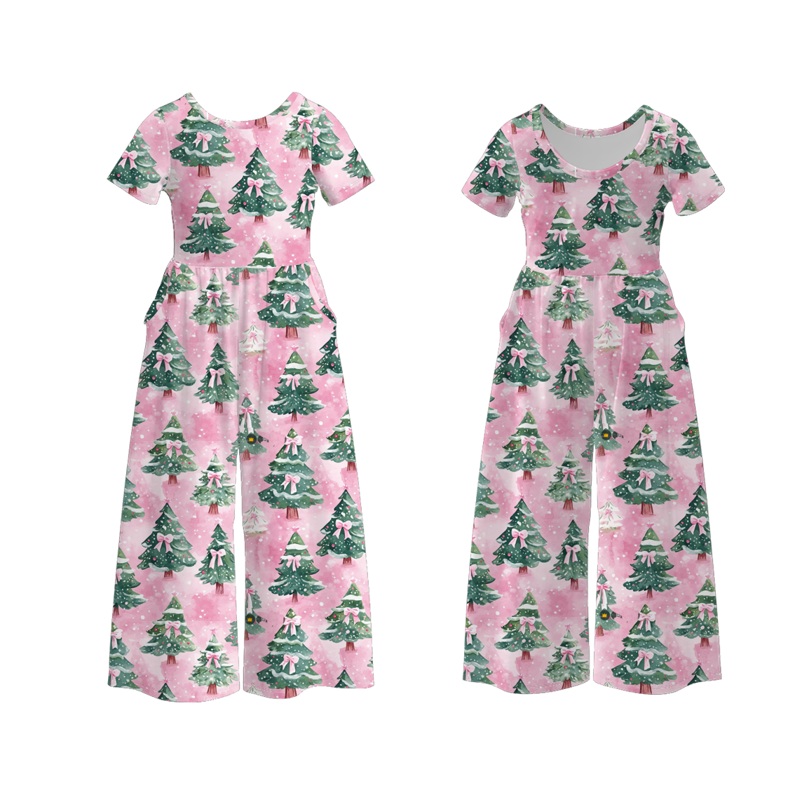 （Pre Order）Girls Christmas Tree Print Pajamas＆Jumpsuit