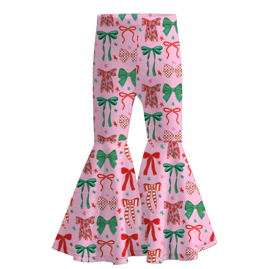 （Pre Order）Girls Christmas Gingerbread&Bow Print Dress